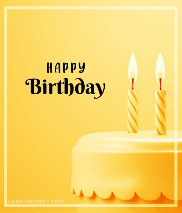 A happy birthday card with cake and candles