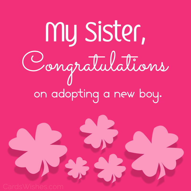 My sister, congratulations on adopting a new boy.