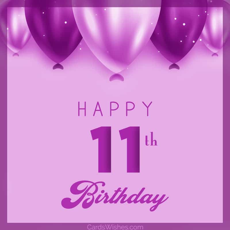 Simon Elvin "Wonderful Colourful Purple" 11th Birthday Greeting Card - 7.5" X 5.5" With Envelope