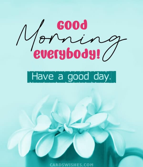 Good Morning, everybody! Have a good day.