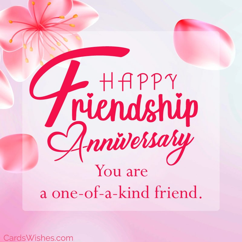 Happy Friendship Anniversary! You are a one-of-a-kind friend.