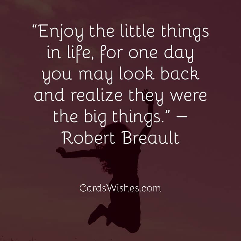 Enjoy the little things in life, for one day you may look back and realize they were the big things.