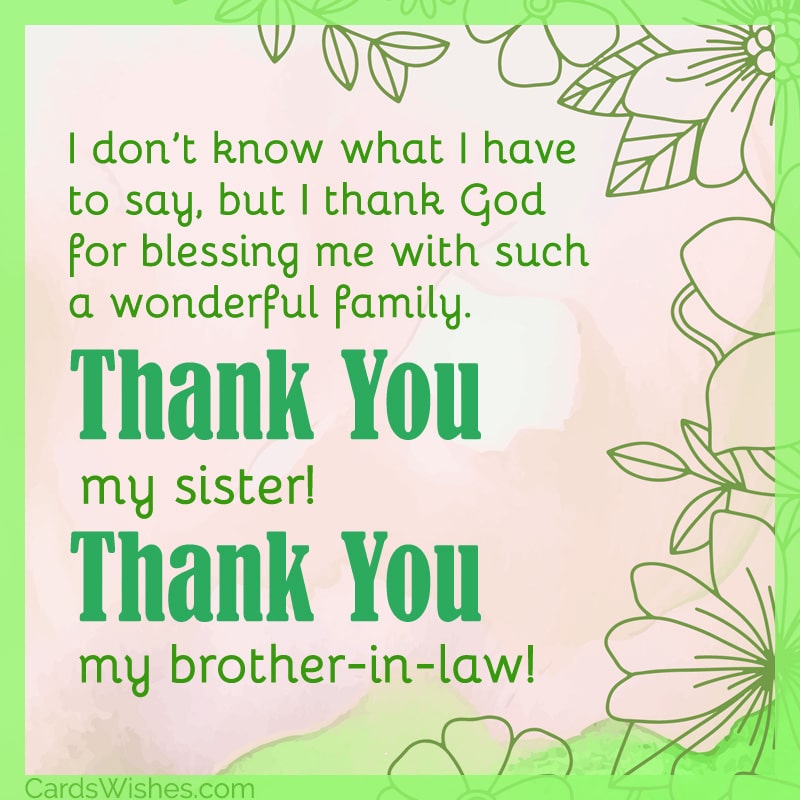 thank you messages for sister and brother in law.