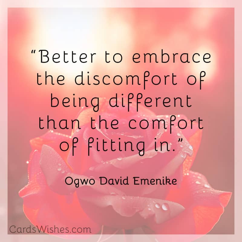 Better to embrace the discomfort of being different than the comfort of fitting in.