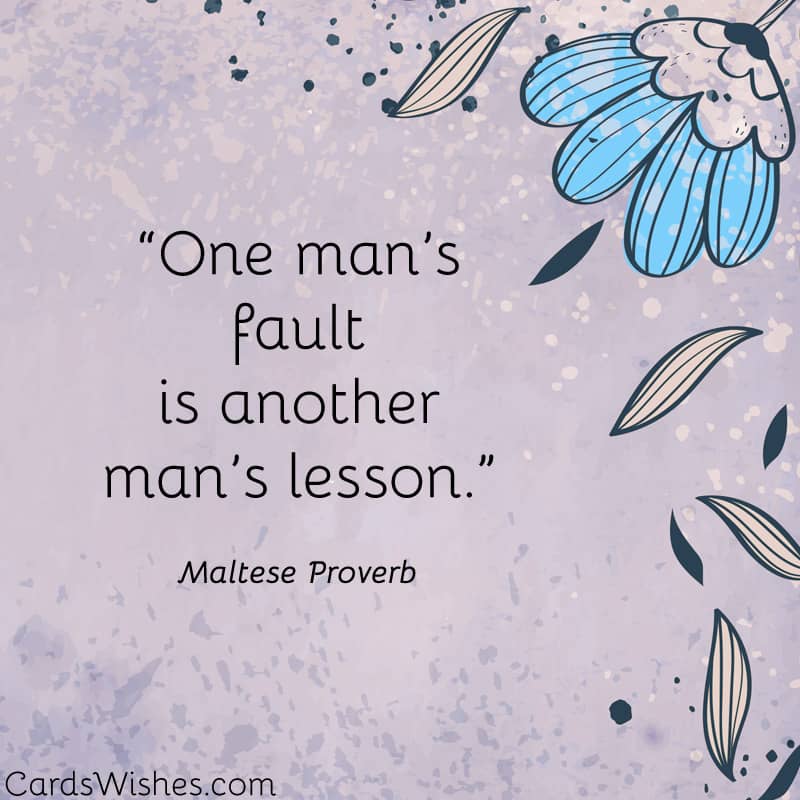 One man’s fault is another man’s lesson.